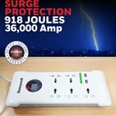 Honeywell 5 Socket Surge Protector + 2USB